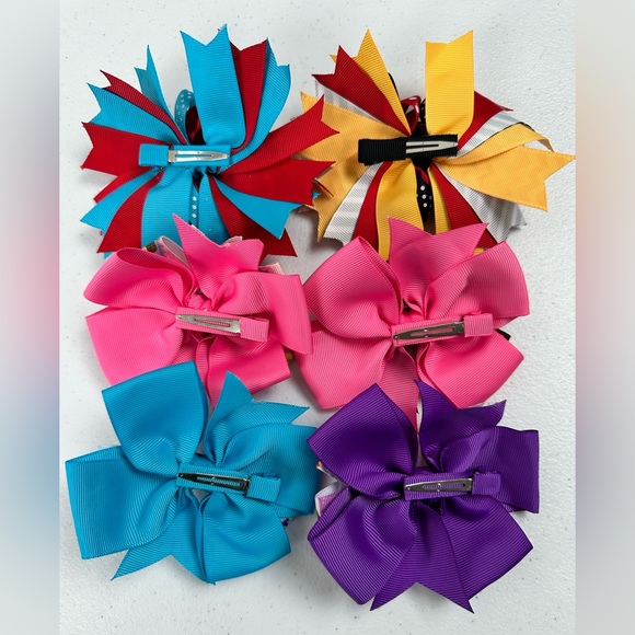 Disney Princess Minnie Cinderella Hair Bows Bundle Girls Boutique Clips Lot of 6 - Picture 2 of 6